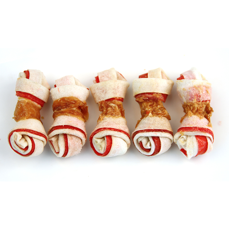 KPC13鸡肉饶双色结骨1-(-CHICKEN-WRAPPED-RAWHIDE-&-PORHIDE-KNOTTED-BONE-)
